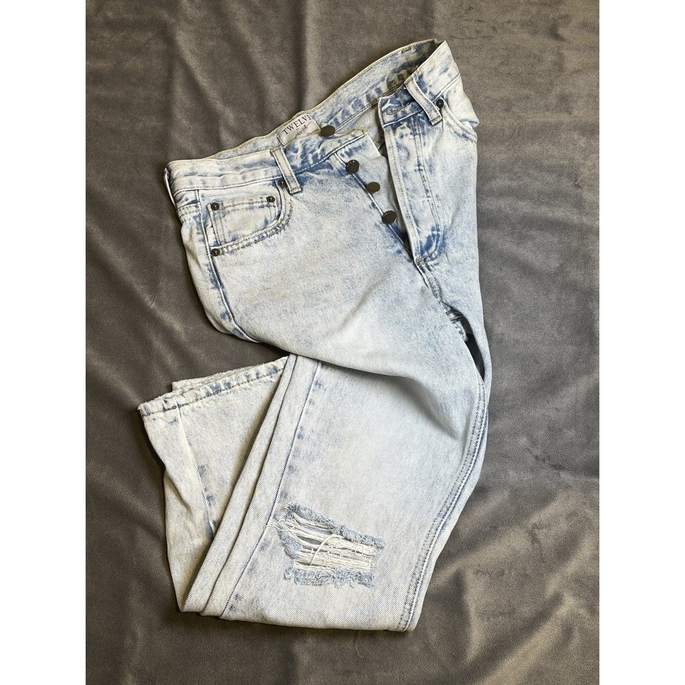 Twelve By on twelfth Womens Straight Button Fly Stone Washed Jeans Size 25
